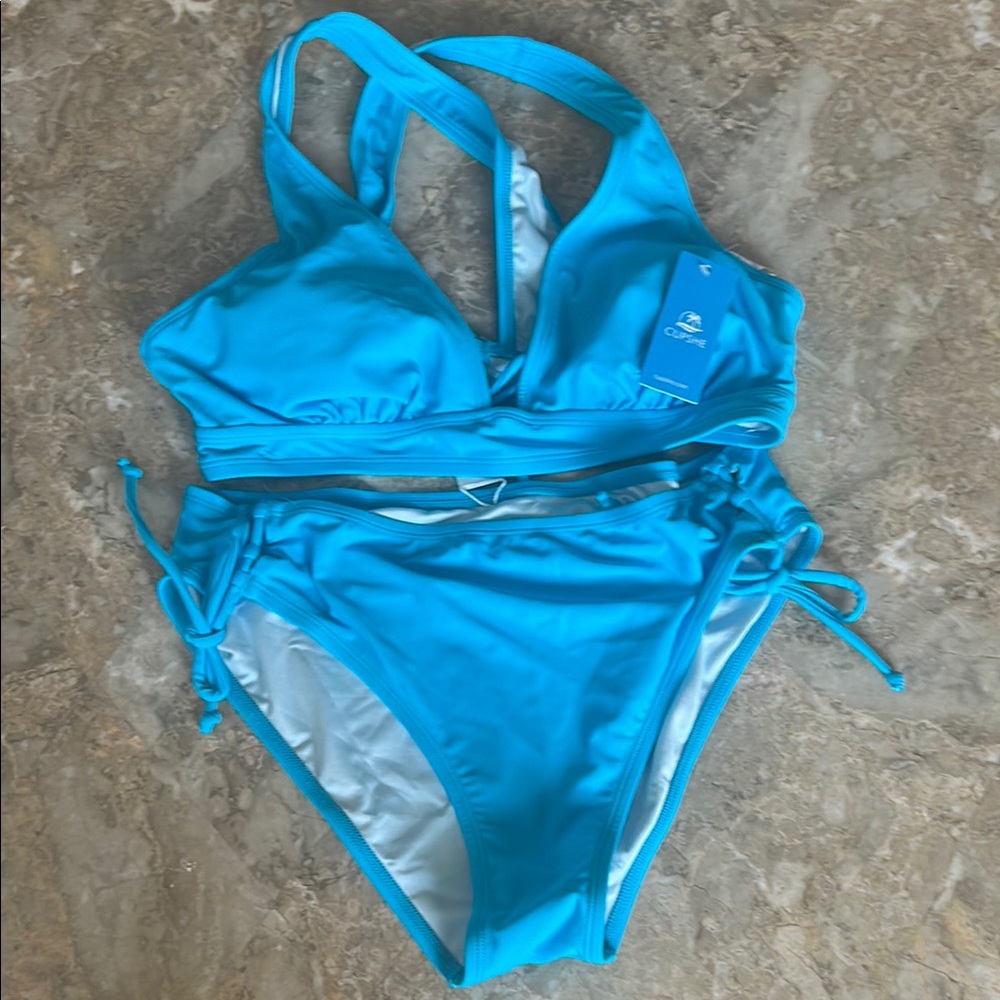 Cupshe Blue Bikini Strappy Halter Design